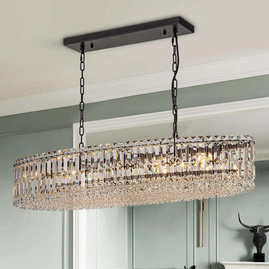 10-Light Crystal Oval Island Chandelier