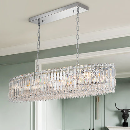 10-Light Crystal Oval Island Chandelier