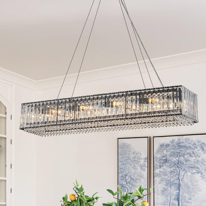 10-Light Crystal Rectangle Island Chandelier