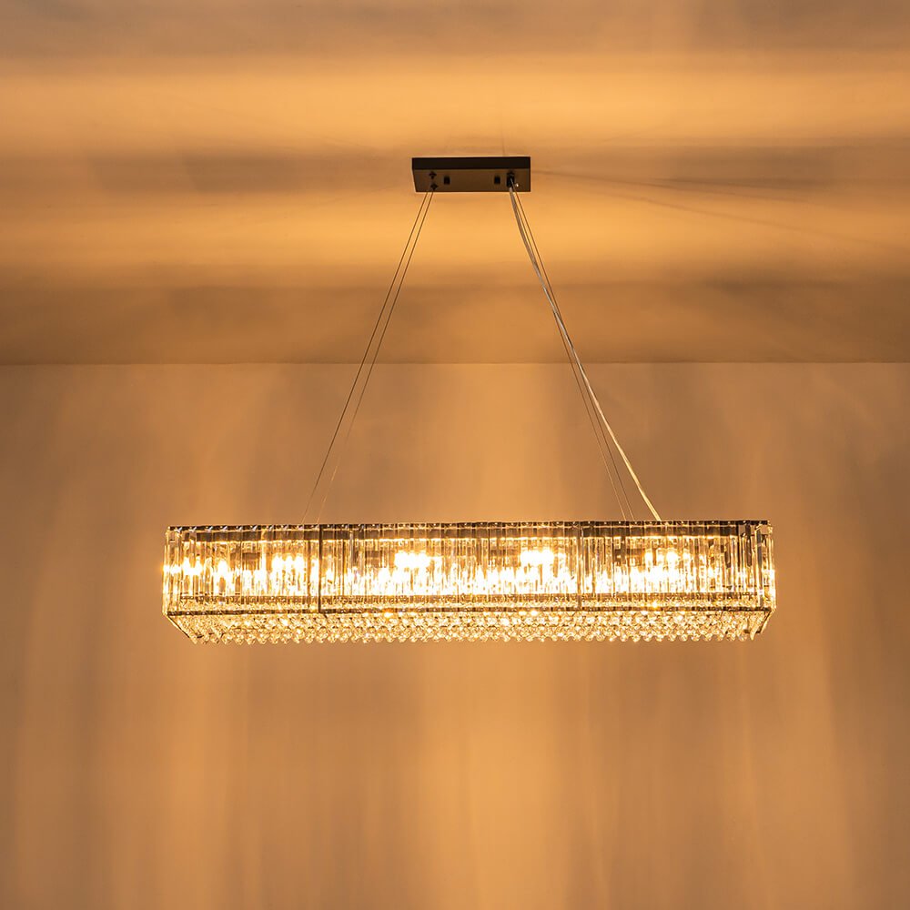 10-Light Crystal Rectangle Island Chandelier