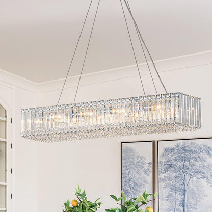 10-Light Crystal Rectangle Island Chandelier