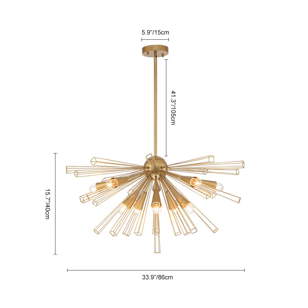 10-Light Modern Sputnik Sunburst Chandelier