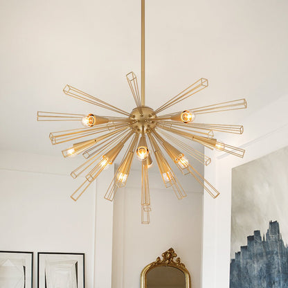 10-Light Modern Sputnik Sunburst Chandelier