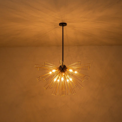 10-Light Modern Sputnik Sunburst Geometric Chandelier