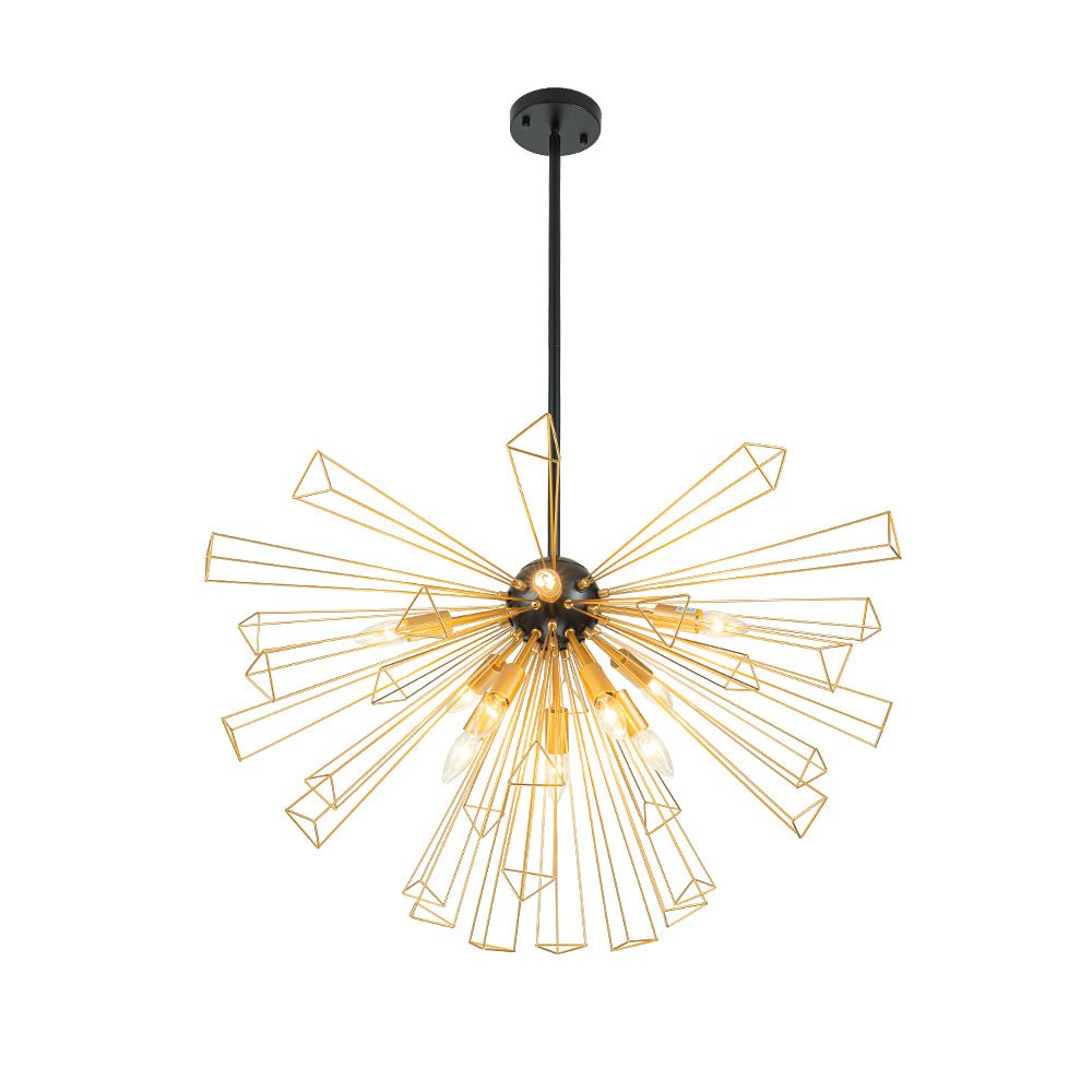 10-Light Modern Sputnik Sunburst Geometric Chandelier