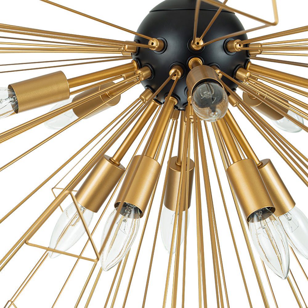 10-Light Modern Sputnik Sunburst Geometric Chandelier