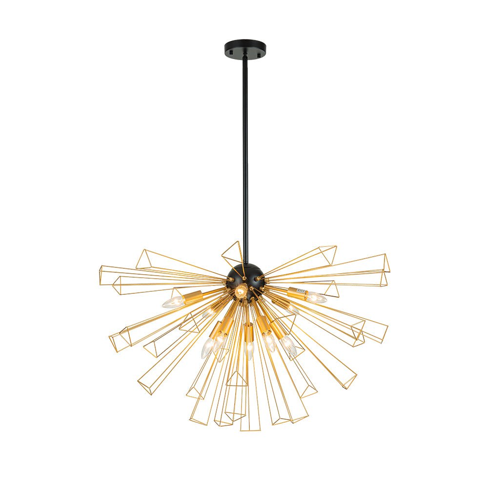 10-Light Modern Sputnik Sunburst Geometric Chandelier