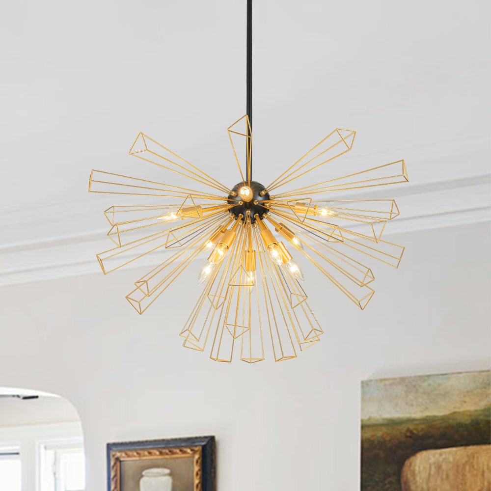 10-Light Modern Sputnik Sunburst Geometric Chandelier