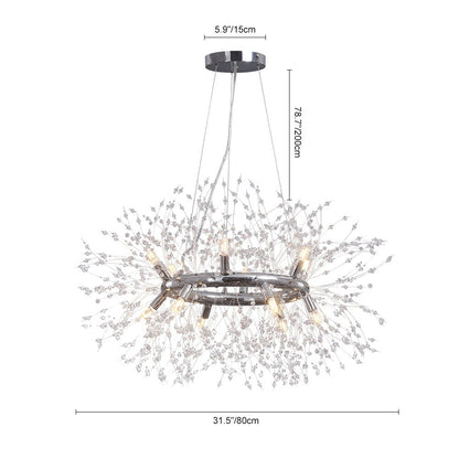 12-Light Chrome Round Firework Chandelier