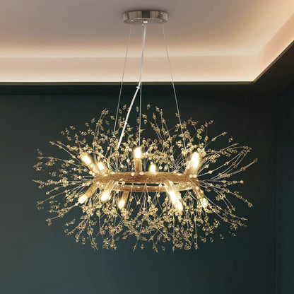 12-Light Chrome Round Firework Chandelier