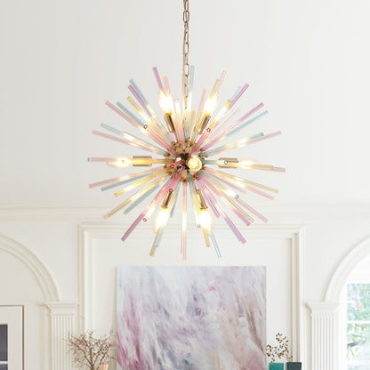 12-Light Dimmable Rainbow Starburst Sputnik Chandelier