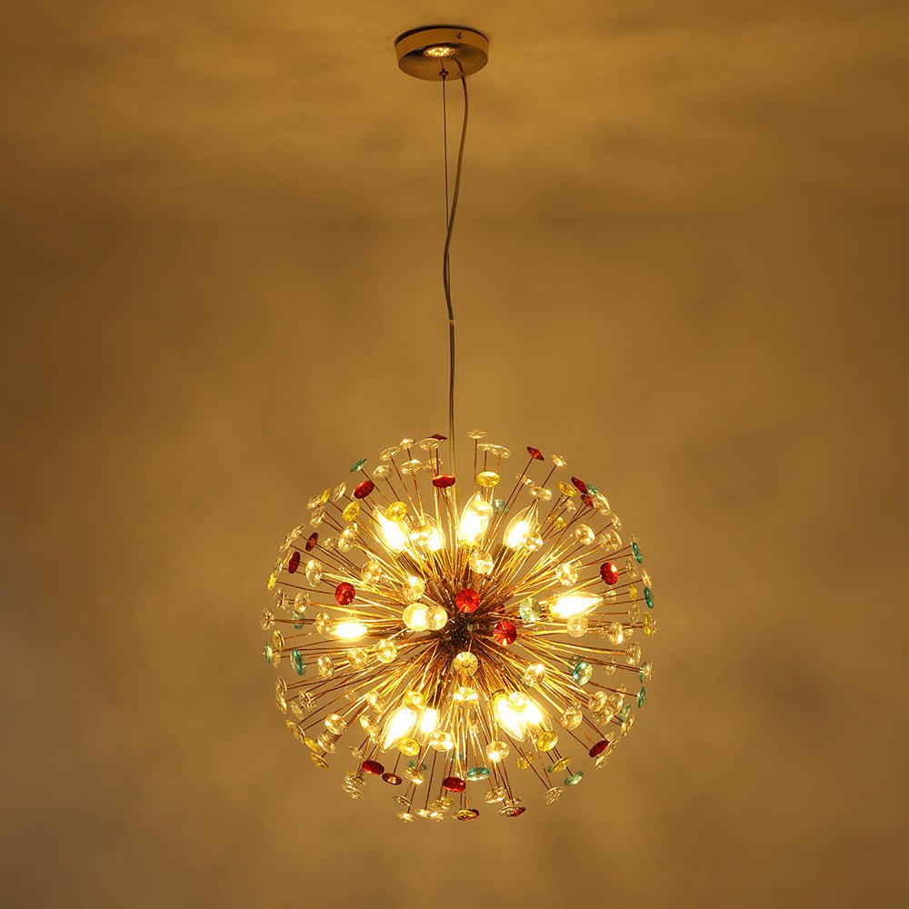 12-Light Joyful Rainbow Starburst Sputnik Chandelier