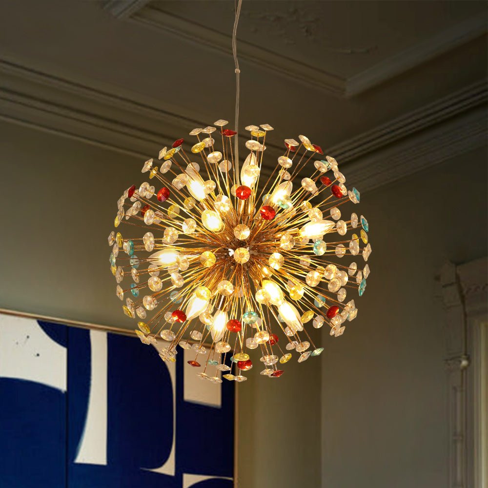 12-Light Joyful Rainbow Starburst Sputnik Chandelier