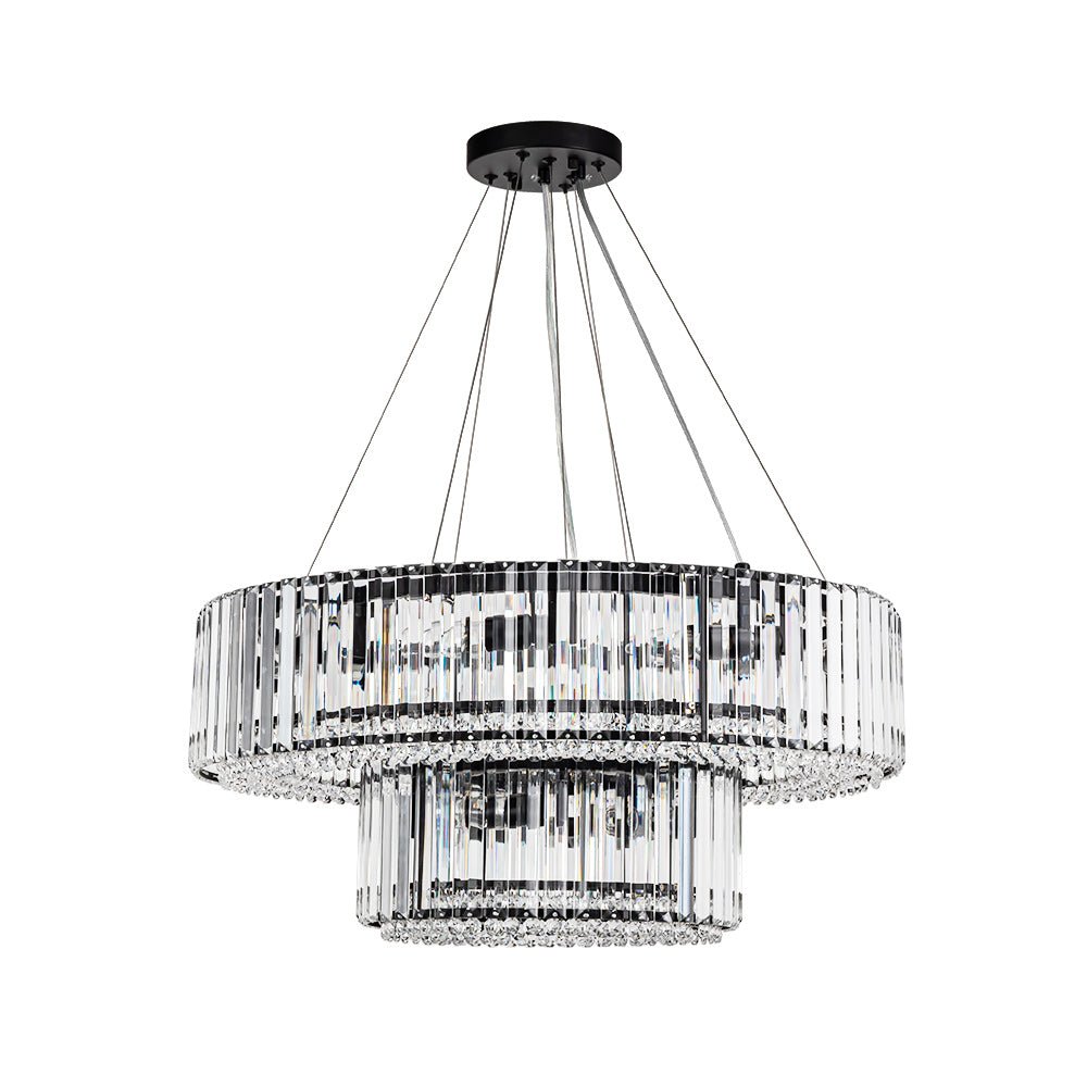 12-Light Modern 2-Tier Crystal Chandelier