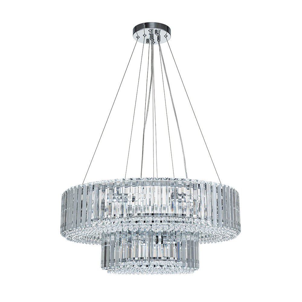 12-Light Modern 2-Tier Crystal Chandelier