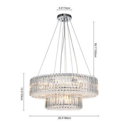 12-Light Modern 2-Tier Crystal Chandelier