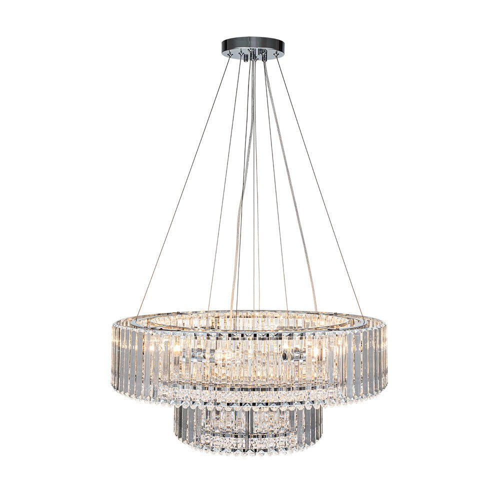 12-Light Modern 2-Tier Crystal Chandelier