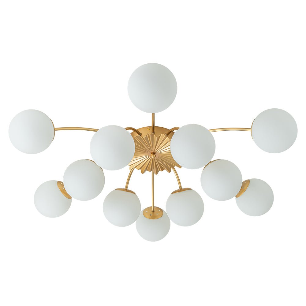 12-Light Opal Glass Sputnik Semi Flush Chandelier