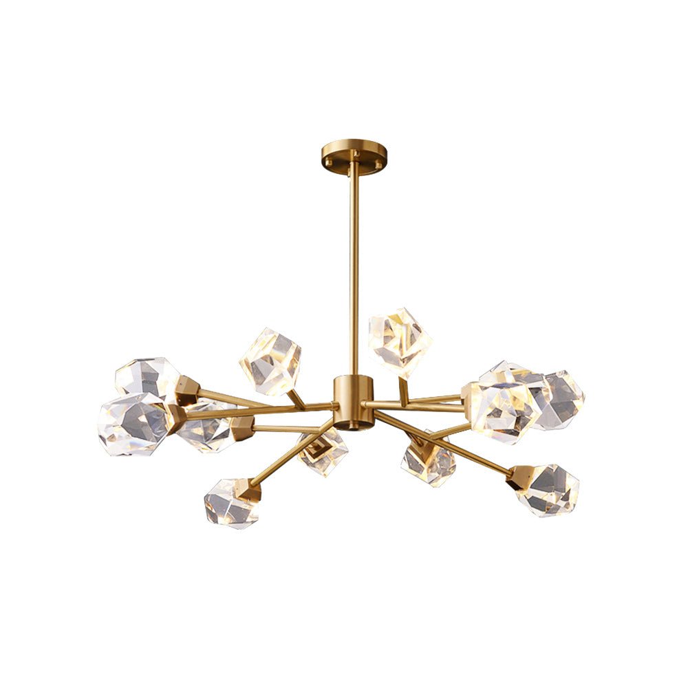 12-Light Sputnik Brass Crystal Glass Chandelier