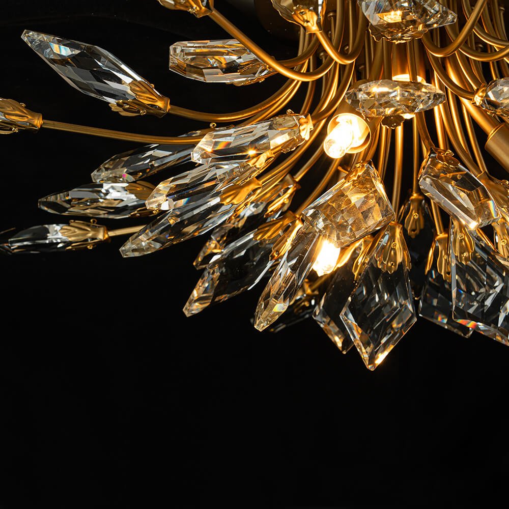 4-Light Crystal Leaf Semi Flush Mount