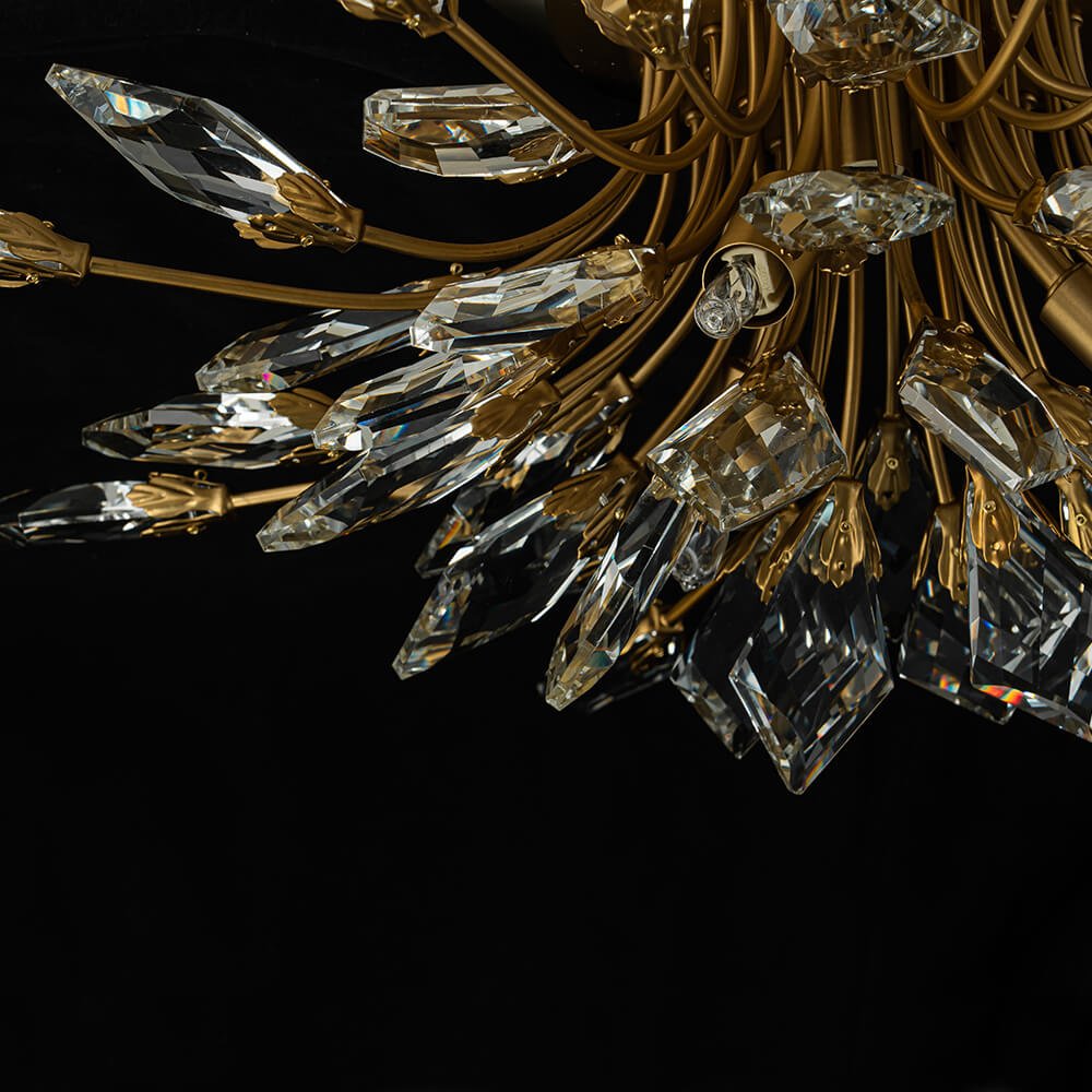 4-Light Crystal Leaf Semi Flush Mount