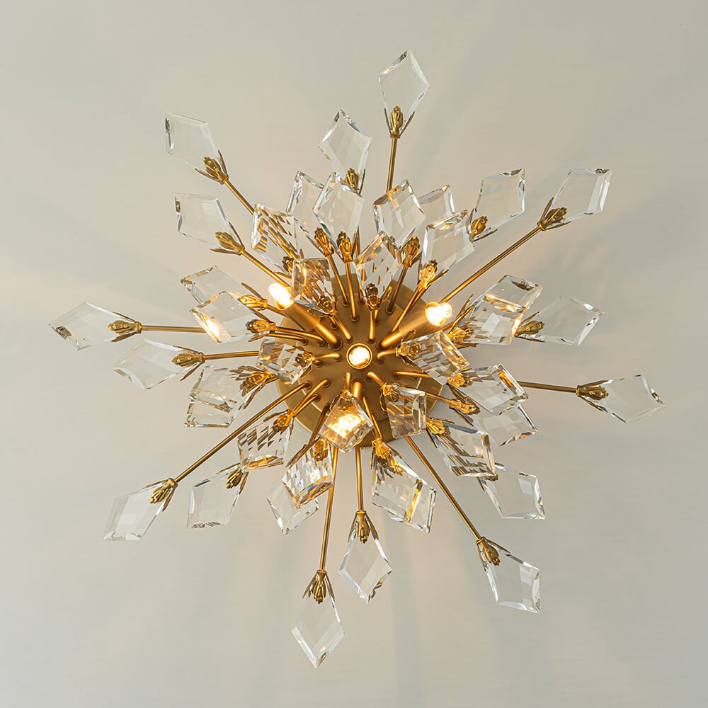 4-Light Crystal Leaf Semi Flush Mount