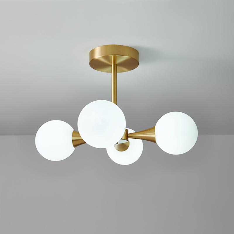 4-light Opal Globe Chandelier Ceiling Light