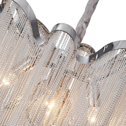 4-Light Silver Tassel Chandelier in Chrome