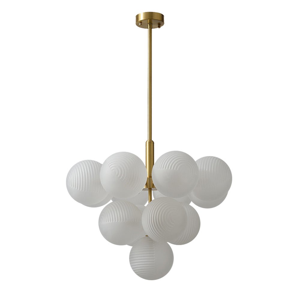 5/13 Light Opal Textured White Glass Shade Bubble Cluster Grape Chandelier