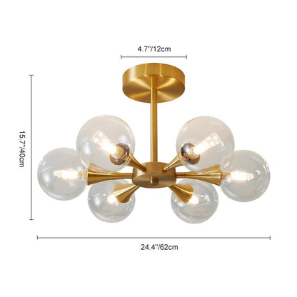 6-Light Clear Glass Shade Chandelier Ceiling Light