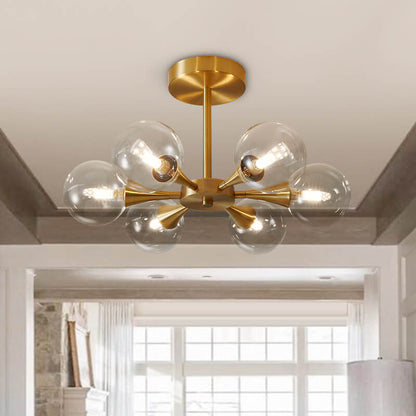 6-Light Clear Glass Shade Chandelier Ceiling Light