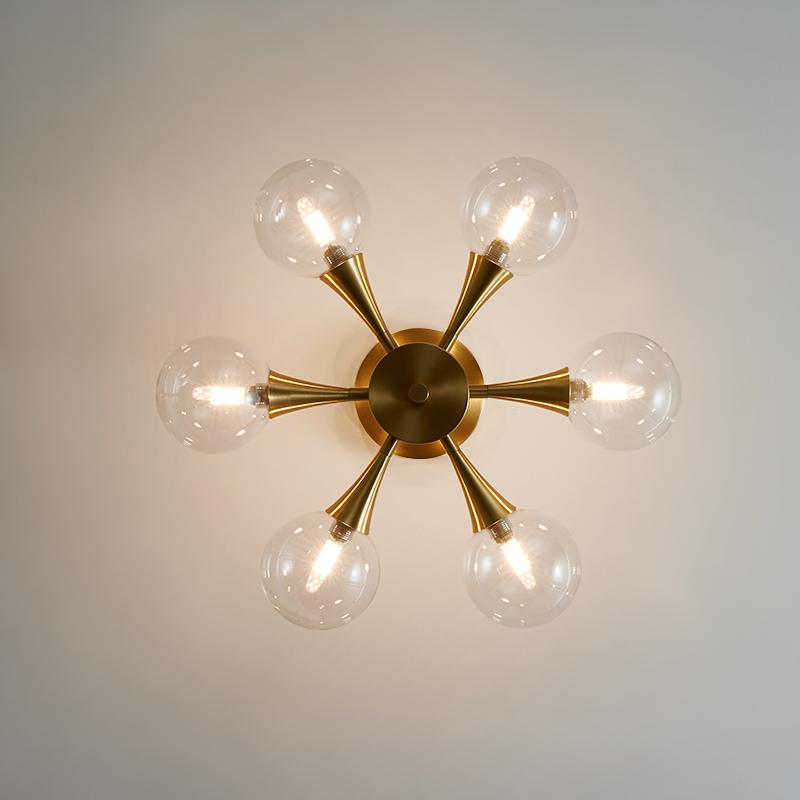 6-Light Clear Glass Shade Chandelier Ceiling Light