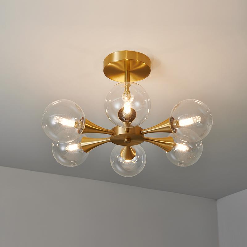 6-Light Clear Glass Shade Chandelier Ceiling Light