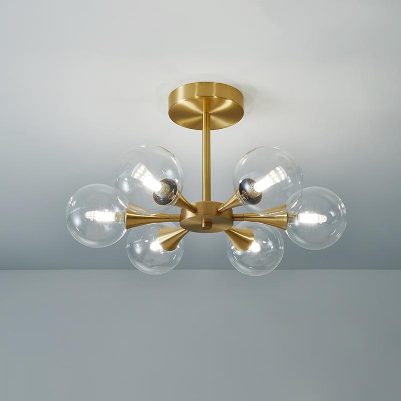 6-Light Clear Glass Shade Chandelier Ceiling Light