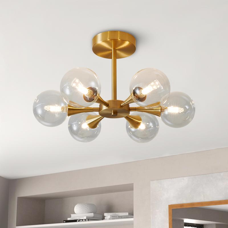 6-Light Clear Glass Shade Chandelier Ceiling Light