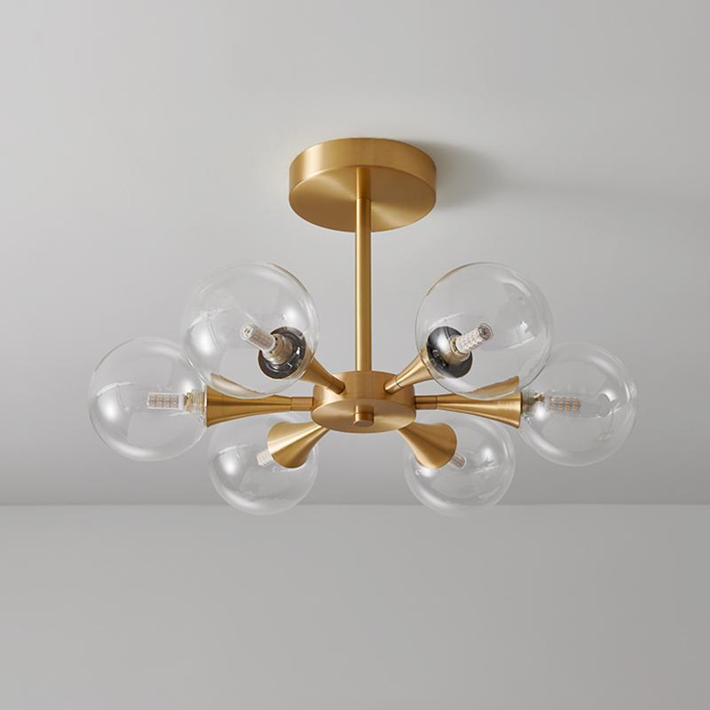 6-Light Clear Glass Shade Chandelier Ceiling Light