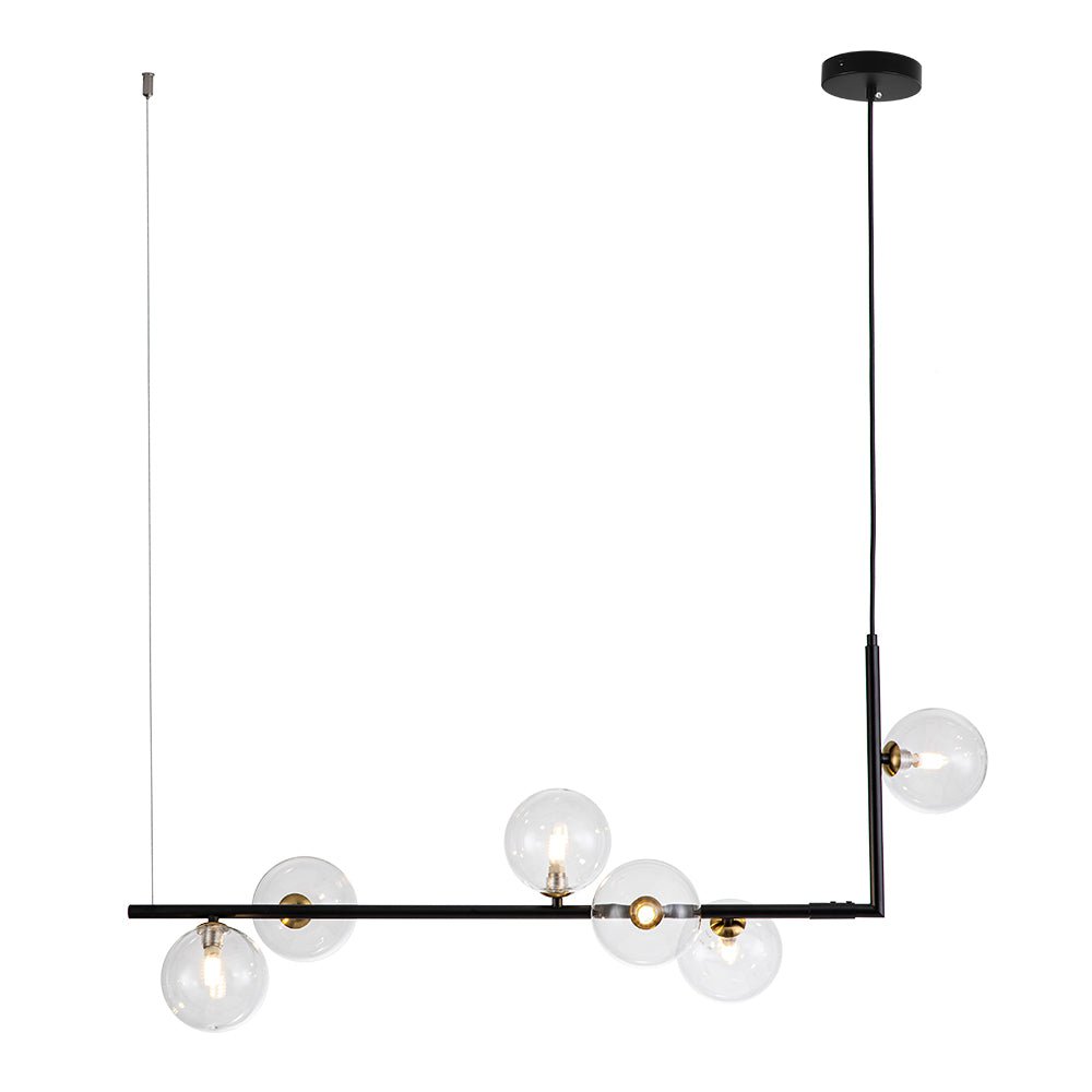 6-Light Glass Linear Bubble Chandelier