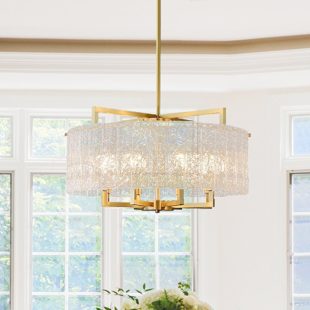 6-Light Luxury Dimmable Glass Crystal Drum Chandelier